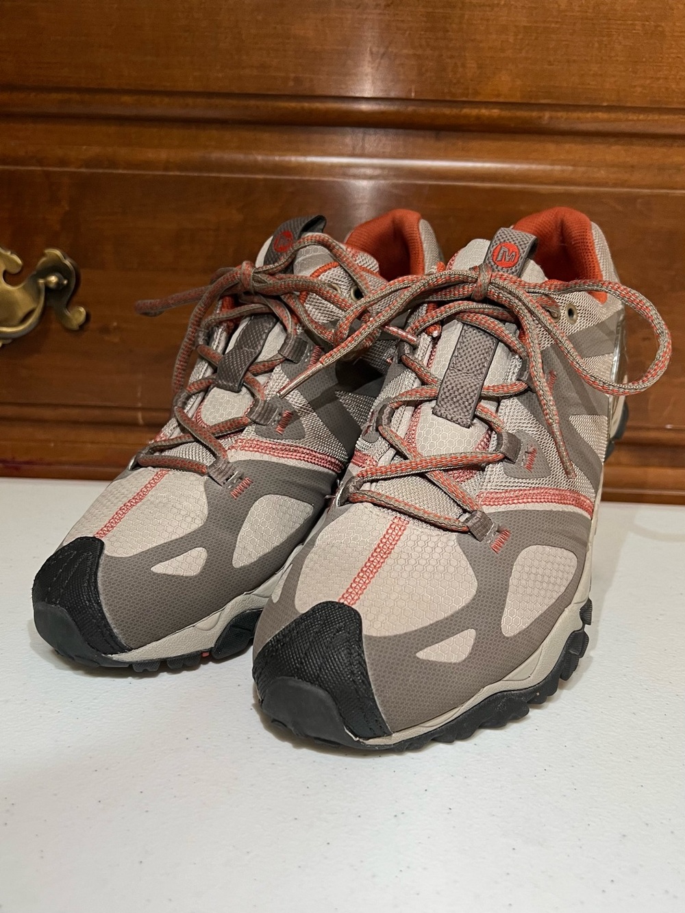 Merrell Women’s Grassbow Air Hiking Sport Trail Shoe Low — Beige/Orange